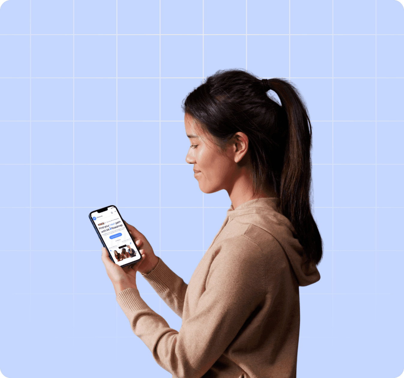 Person checking the MiRoadmap app on a phone